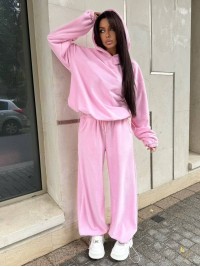 Жiночий теплий костюм з флiсi рожевого кольору 36004