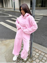 Жiночий теплий костюм з флiсi рожевого кольору 36004