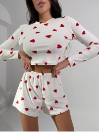 Велюрова жiноча піжама молочного кольору 36014