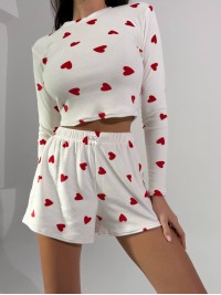 Велюрова жiноча піжама молочного кольору 36014