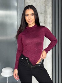 Блискучiй боді бордового кольору 36017