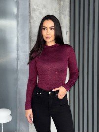 Блискучiй боді бордового кольору 36017