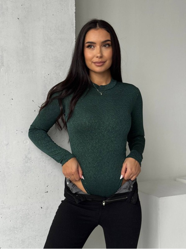 Блискучiй боді зеленого кольору 36018