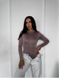 Блискучiй боді пудрового кольору 36019