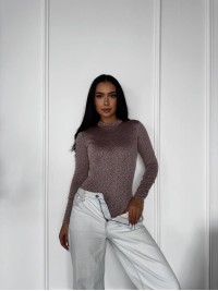 Блискучiй боді пудрового кольору 36019