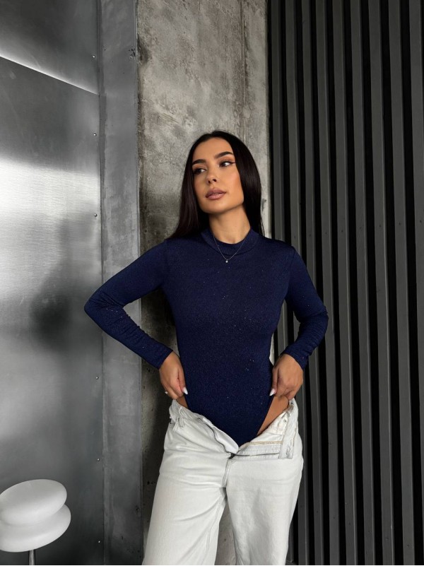 Блискучiй боді синього кольору 36020