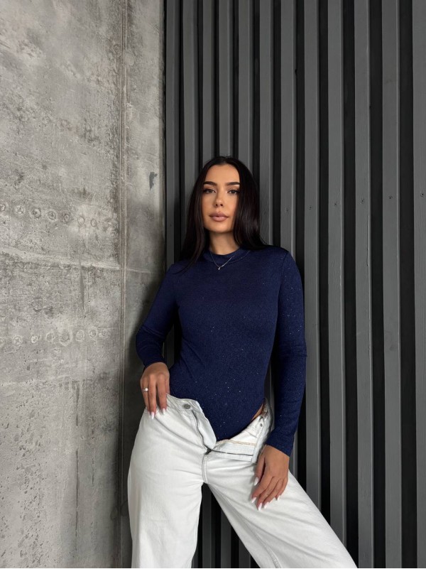 Блискучiй боді синього кольору 36020