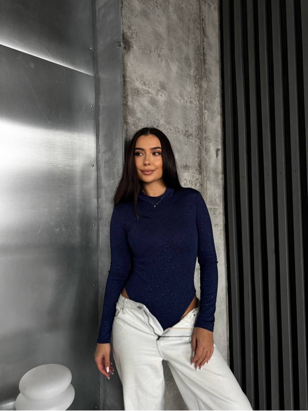 Блискучiй боді синього кольору 36020