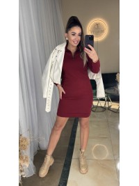 Базова ангорова сукня міні бордового кольору 36021