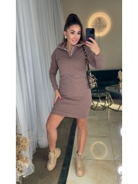 Базова ангорова сукня міні кавового кольору 36023