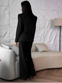 Жіночий класичний костюм чорного кольору 36035