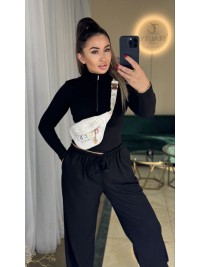 Жіночий базовий термокостюм з широкими штанами чорного кольору 36047