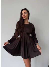 Шовкова сукня міні коричневого кольору 36048