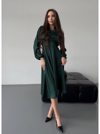 Шовкова сукня міді зеленого кольору 36050