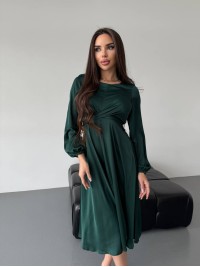 Шовкова сукня міді зеленого кольору 36050