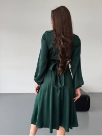 Шовкова сукня міді зеленого кольору 36050