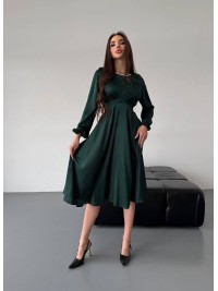 Шовкова сукня міді зеленого кольору 36050