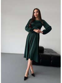Шовкова сукня міді зеленого кольору 36050