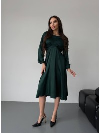 Шовкова сукня міді зеленого кольору 36050