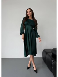 Шовкова сукня міді зеленого кольору 36050