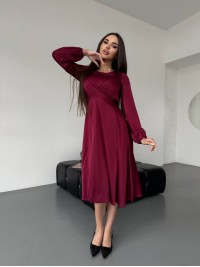 Шовкова сукня міді бордового кольору 36051