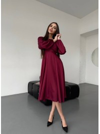 Шовкова сукня міді бордового кольору 36051
