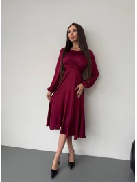 Шовкова сукня міді бордового кольору 36051
