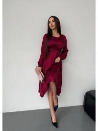 Шовкова сукня міді бордового кольору 36051