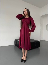 Шовкова сукня міді бордового кольору 36051