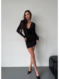 Сукня міні з вираженним декольте чорного кольору 36052