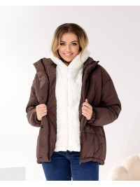 Жіноча зимова куртка коричневого кольору 36059