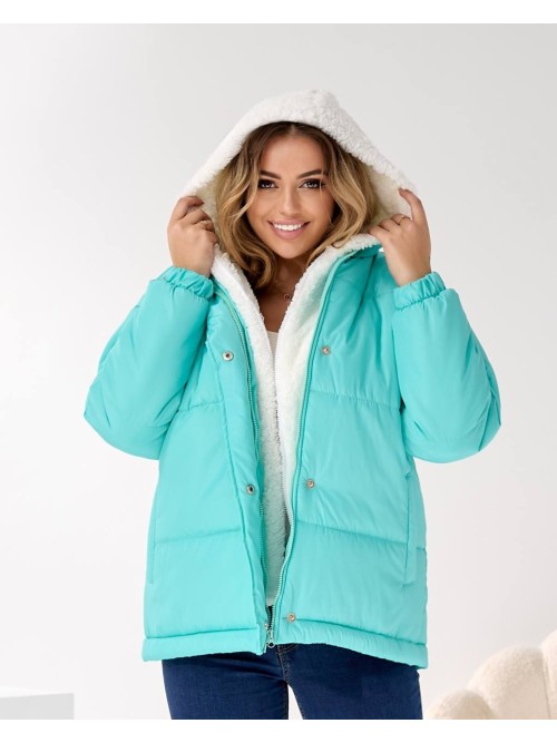 Жіноча зимова куртка м'ятного кольору 36060