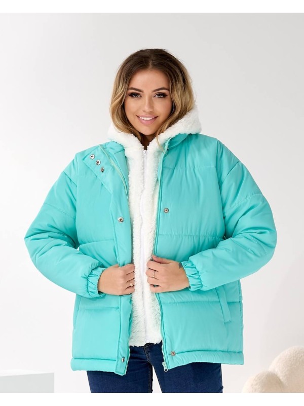 Жіноча зимова куртка м'ятного кольору 36060