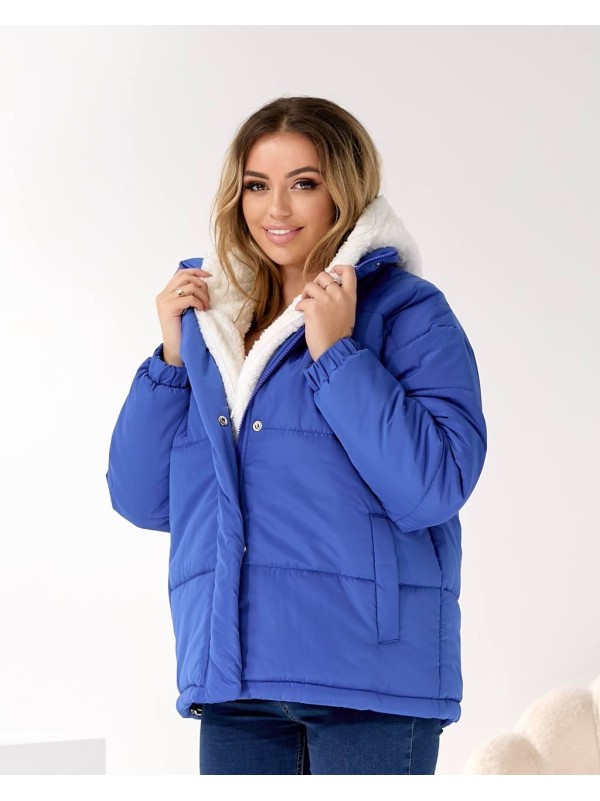 Жіноча зимова куртка синього кольору 36061