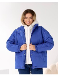 Жіноча зимова куртка синього кольору 36061