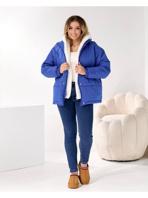 Жіноча зимова куртка синього кольору 36061