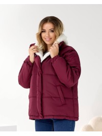 Жіноча зимова куртка бордового кольору 36062