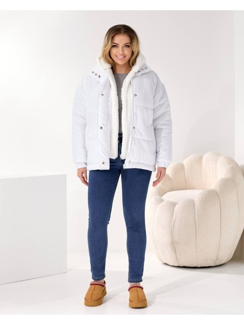 Жіноча зимова куртка молочного кольору 36064