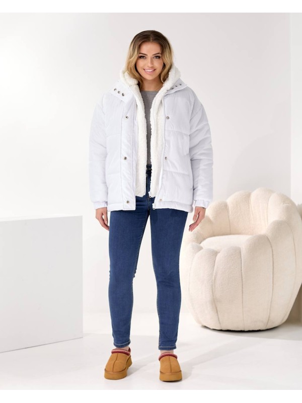 Жіноча зимова куртка молочного кольору 36064