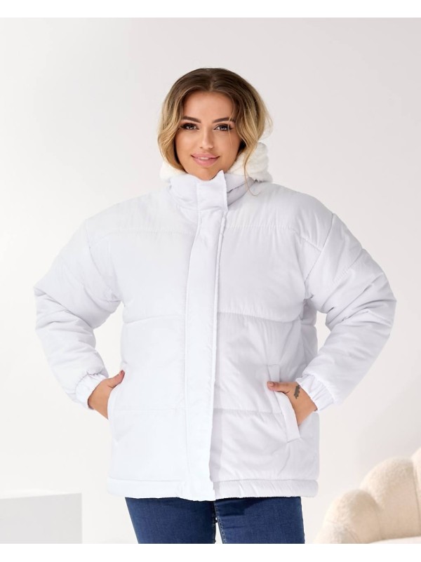 Жіноча зимова куртка молочного кольору 36064