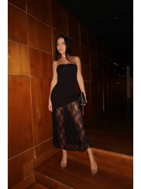 Вечiрня сукня міні з гiпюром чорного кольору 36066