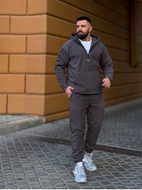 Чоловічий  флiсовий костюм з капюшоном графiтового кольору 36068