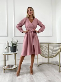 Сукня міді з поясом, фрезового кольору 24227