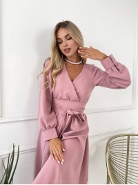 Сукня міді з поясом, фрезового кольору 24227