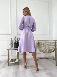 Сукня міді з поясом, лавандового кольору 24228