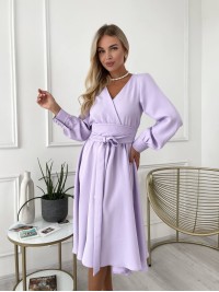 Сукня міді з поясом, лавандового кольору 24228