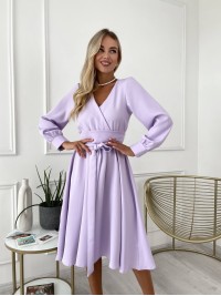 Сукня міді з поясом, лавандового кольору 24228