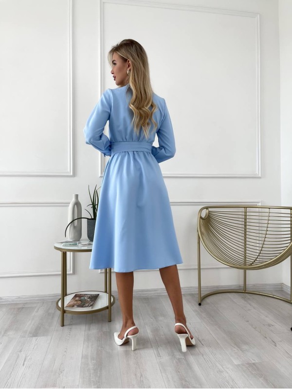 Сукня міді з поясом, блакитного кольору 24231