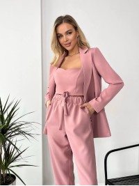 Костюм-трійка кольору запорошена троянда 24433