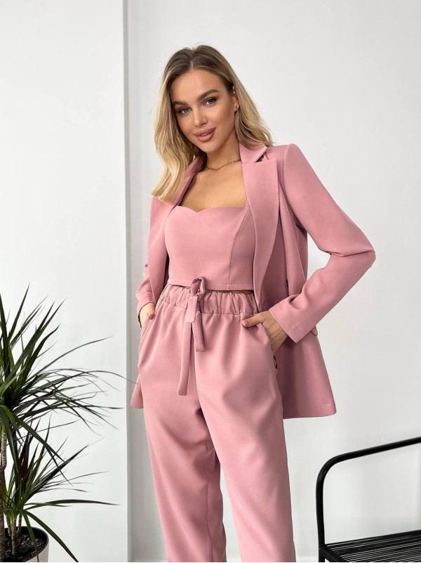 Костюм-трійка кольору запорошена троянда 24433